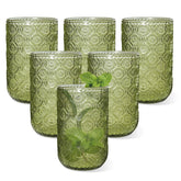 CHLJAR green vintage hobnail glass with embossed pattern for elegant table setting
