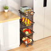 CHLORYARD four-tier slim fruit basket on wheels for versatile kitchen organization.