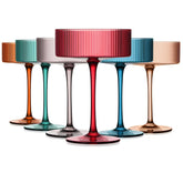 Chouggo Art Deco colored coupe glass with ripple texture enhances aroma and presentation