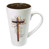 Christian Art Gifts white stoneware mug with cross and names of Jesus, 16oz