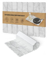 Chrome Club stone drying mat on kitchen counter dries dishes quickly and cleanly.
