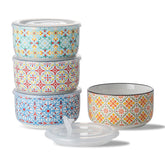 Chubacoo ceramic bowls with lids four-piece set for reliable meal prep and storage