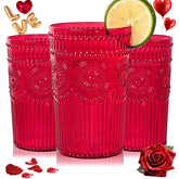 Ciaell 12-pack romantic 12oz red plastic glasses showing vintage style for everyday use