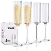 Ciaell Champagne Flutes with vintage ribbed texture for elegant toasts