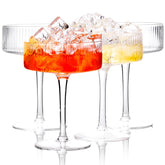 Ciaell ribbed coupe glasses set of 4, elegant set to elevate entertaining.