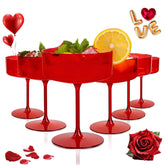 Ciaell stemmed red coupe glasses for vibrant cocktails and cooling effect