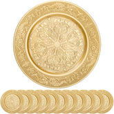 Cididu gold charger plate, 13-inch outer diameter enhances formal table settings for events.
