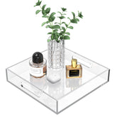 Cilinta 10x10 clear acrylic tray with handles for serving beverages