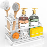 Cisily sink caddy organizer keeps counter tidy and items within reach.