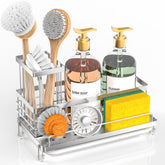 Cisily stainless steel sink caddy keeps sponges neatly organized and dry