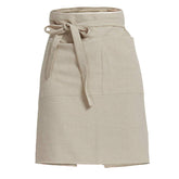 Cityelf Linen Server Apron front view shows breathable cotton-linen fabric.