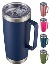 CIVAGO 20 oz tumbler in navy blue exterior keeps beverages fresh on the go.