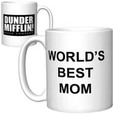 CJ Artisans World's Best Mom mug front view with logo and text, ideal for daily coffee.