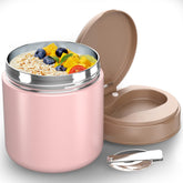 CJACJA pink insulated food jar wide mouth for easy packing and reheating meals