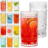 Claplante Vintage Highball Glasses 12-piece set, perfect for water and cocktails.
