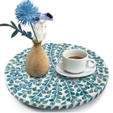 CLAYNIX Lazy Susan countertop with capiz inlay spins smoothly for easy access.