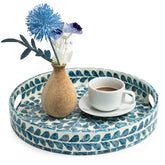 CLAYNIX round 12.5-inch serving tray with wood base and inlay, ideal as a stylish centerpiece