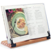 Clear Solutions deluxe large cookbook holder base with cherry wood supports large cookbooks