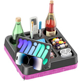 CLESOO couch cup holder tray with dual cup holders for secure drinks on the sofa