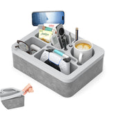 CLESOO couch cup holder tray with drink slots keeps drinks stable on the sofa