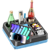 CLESOO couch cup holder tray with dual cups for convenient lounging.