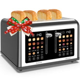 Clixane 4-slice toaster touchscreen display shows shade level and countdown