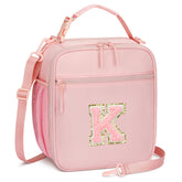 CLOUDWINGS initial lunch bag in pink with monogram for school lunches