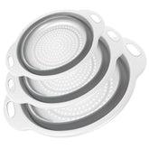 Cluren collapsible colander pack in gray and white for space-saving storage.