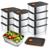 CLWVPCOT 10-pack stainless steel containers with 16 oz capacity for meal prep.