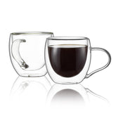 CNGLASS double-wall coffee mug with handle keeps latte hot without burning hands