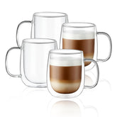 CNGLASS 12oz hand-blown glass mug with double-wall insulation for hot drinks.