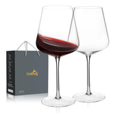 CnSneg crystal wine glasses set of 2 with 25oz capacity shown in close view highlighting clarity