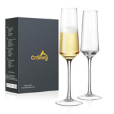 CnSneg hand-blown champagne flutes reveal lively bubbles with elegant clarity for toasts