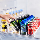Coanto drink organizer fridge front view showing easy-access can storage