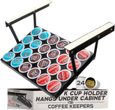 COFFEEKEEPERS under-cabinet K cup holder with swing-down access keeps pods organized
