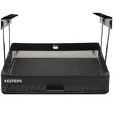 COFFEEKEEPERS under desk drawer front view highlights slim metal design and space-saving finish.