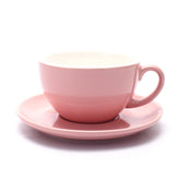 Coffeezone latte art cup in glossy pink, 10.5 oz, ideal for barista latte art.