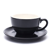 Coffeezone latte art cup and saucer in matte black for cafe-quality latte art