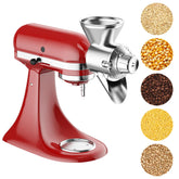 Cofun grain mill attachment on KitchenAid front view ready to mill fresh flour
