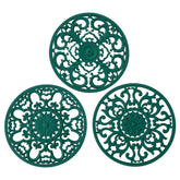 Colinda trivet set of 3 in malachite green protects counters while adding color