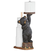 Collections Etc Aurrra Northwoods bear cub toilet paper holder, front view with spare rolls for easy access