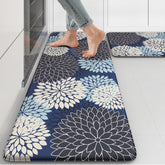 Collive Mutil-Blue boho kitchen mat with floral pattern for comfortable standing.