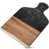 Coloch marble-acacia cutting board with handle for precise slicing and elegant presentation