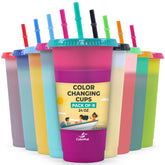 COLORPUL color-changing tumblers in action with ice for vibrant color shifts.