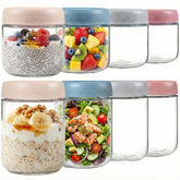 ColoVie 10oz oats jar with lid for mess-free overnight oats on the go