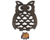 Comfify Cast Iron Owl Trivet front view with rustic finish protects surfaces from hot pots