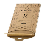 Comfylife parchment sheets with no curl on a pan for easy release.