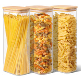 ComSaf 2.2 Qt rectangle glass storage with bamboo lid keeps snacks fresh and organized