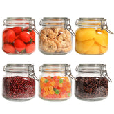 ComSaf 27oz airtight glass canister with square lid showing a neat pantry setup for freshness