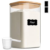 ComSaf 4.6Qt glass storage jar with bamboo lid for organized pantry and visibility.